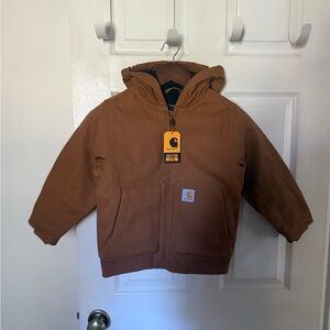 NWT Carhartt Carhartt Kids Canvas Insulated Hooded Active Jacket Size XS 6 Brown